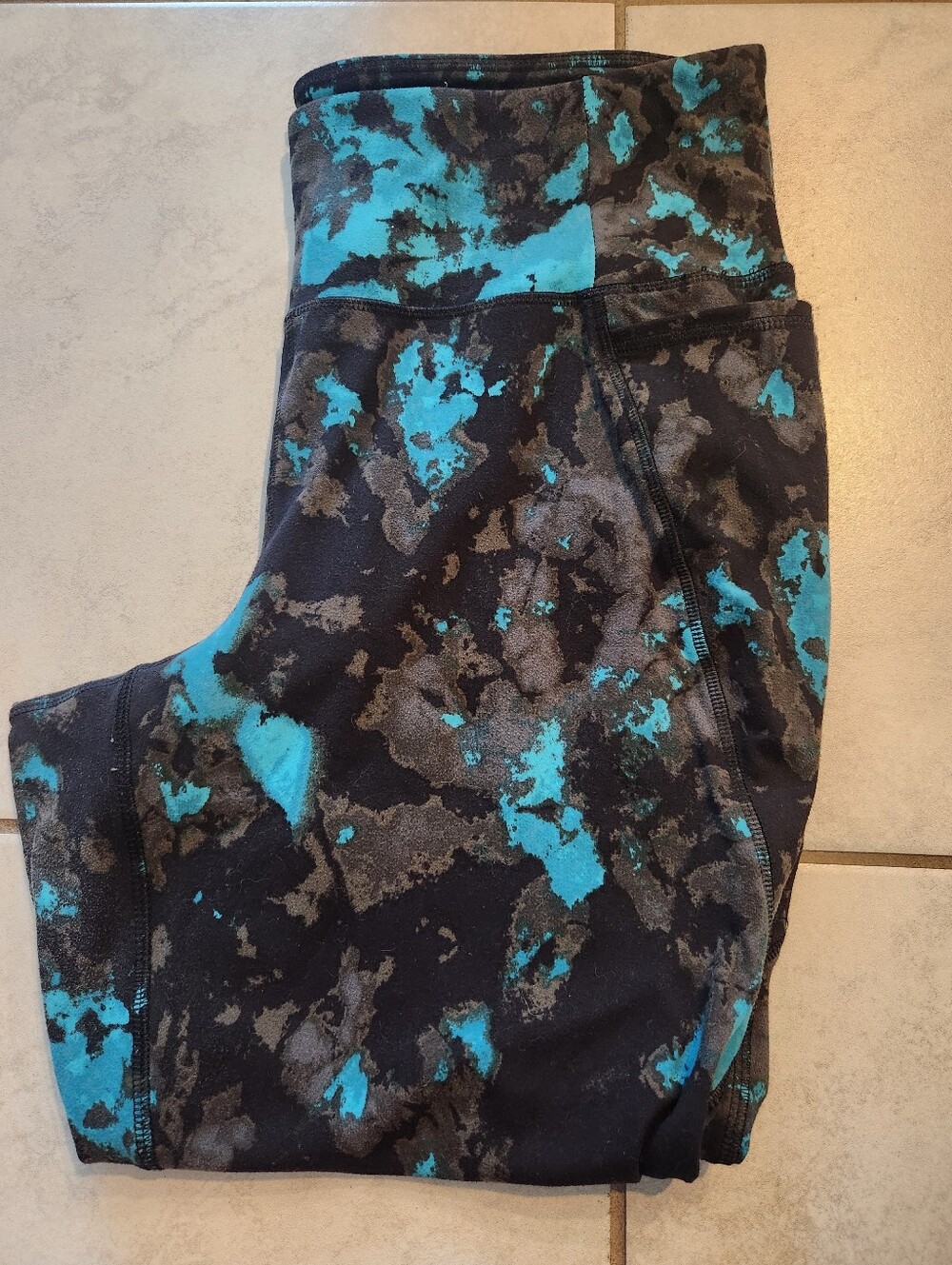 Lane Bryant Black & Teal High-Waist Active Leggings